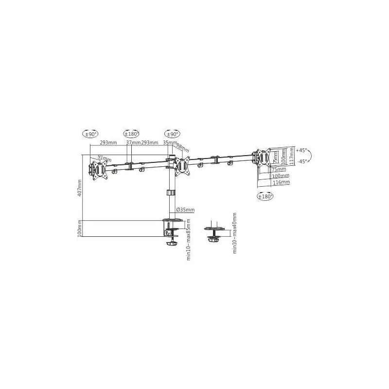 Display acc mounting arm-17-27 ma-d3-01 gembird