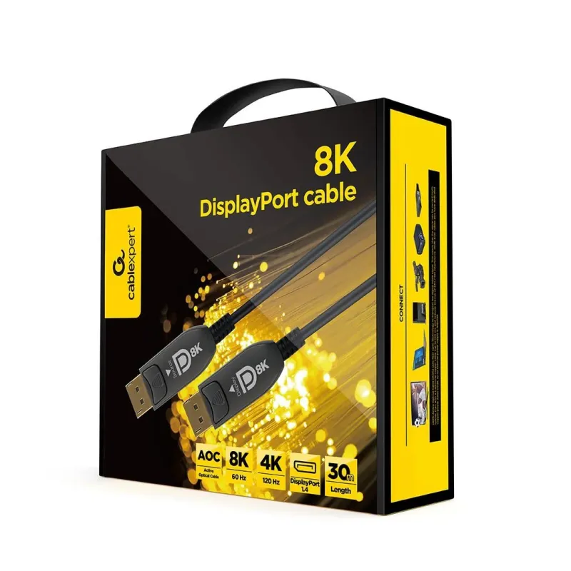 Cable display port 30m aoc-prem cc-dp8k-aoc-30m gembird