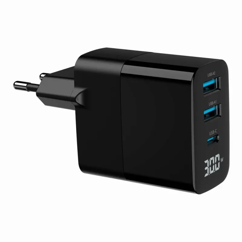 Charger usb 30w 3port-ta-uc-pdqc30lcd-bk-02 gembird