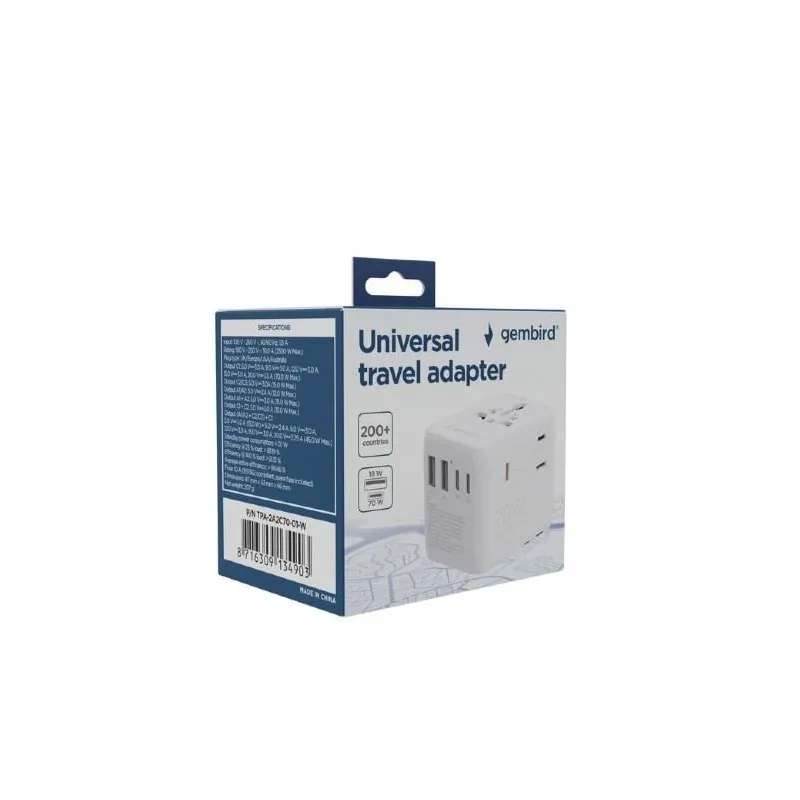 Power adapter travel 70w-white tpa-2a3c70-01-w gembird