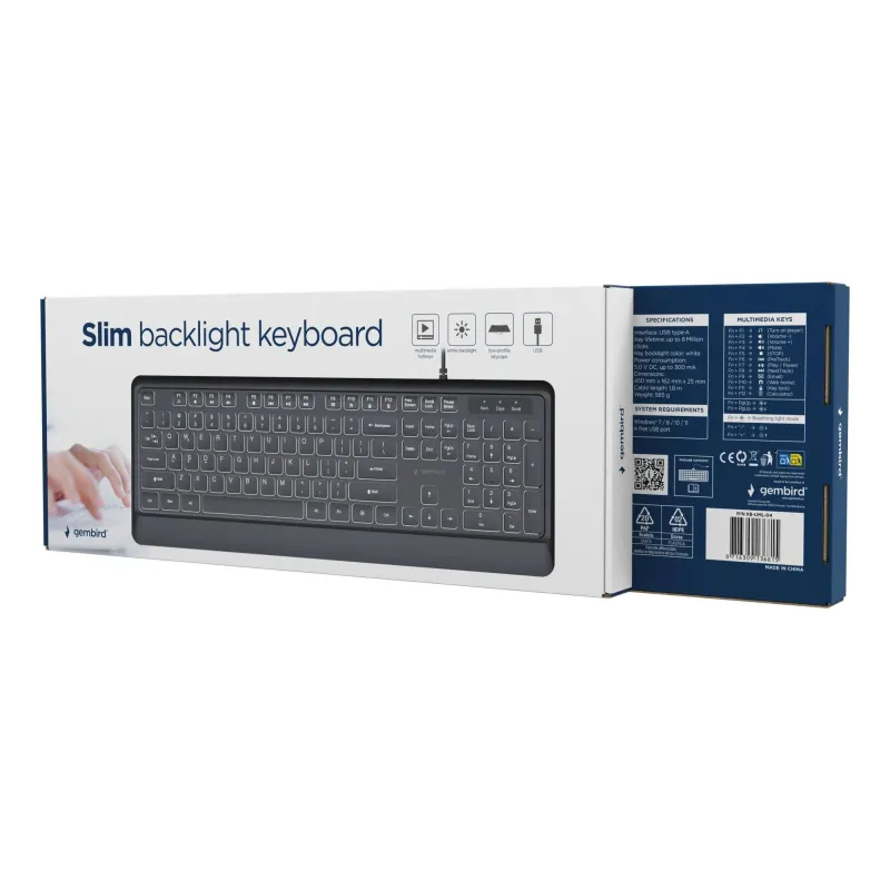 Keyboard multimedia usb eng-black kb-uml-04 gembird