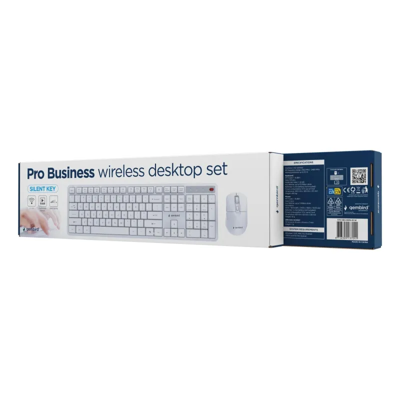 Keyboard +mouse wrl eng-white kbs-wms-01-w gembird