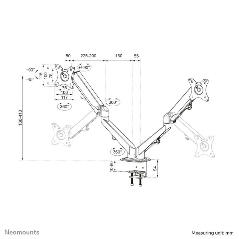 Monitor acc desk mount 17-27-ds70-700bl2 neomounts