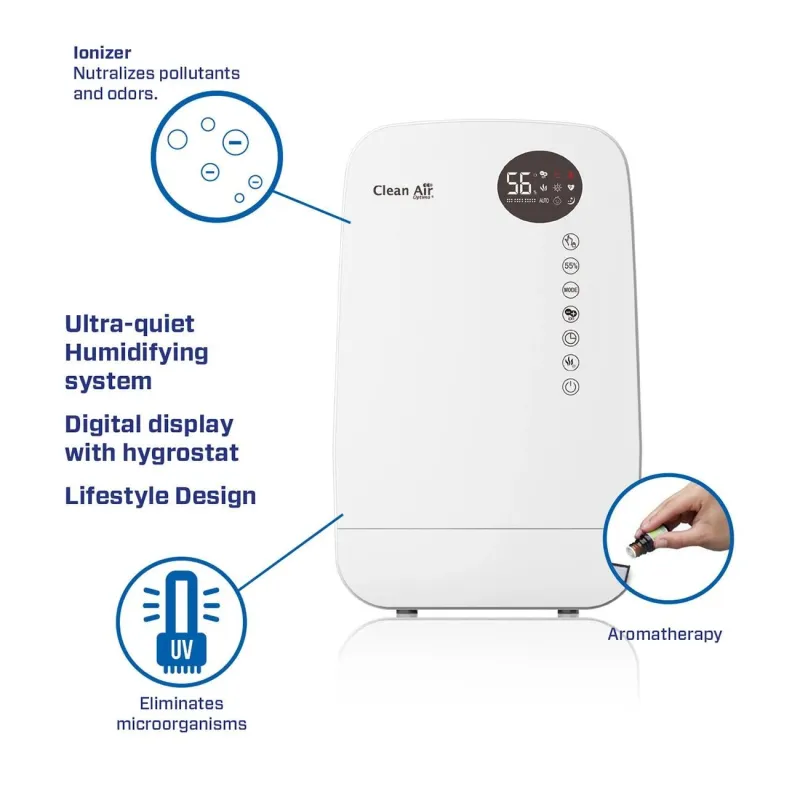 Humidifier with ionizer-ca-607wsmart clean air optima