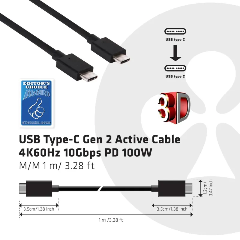 Cable usb-c to usb-c 1m-m-m cac-1522 club3d