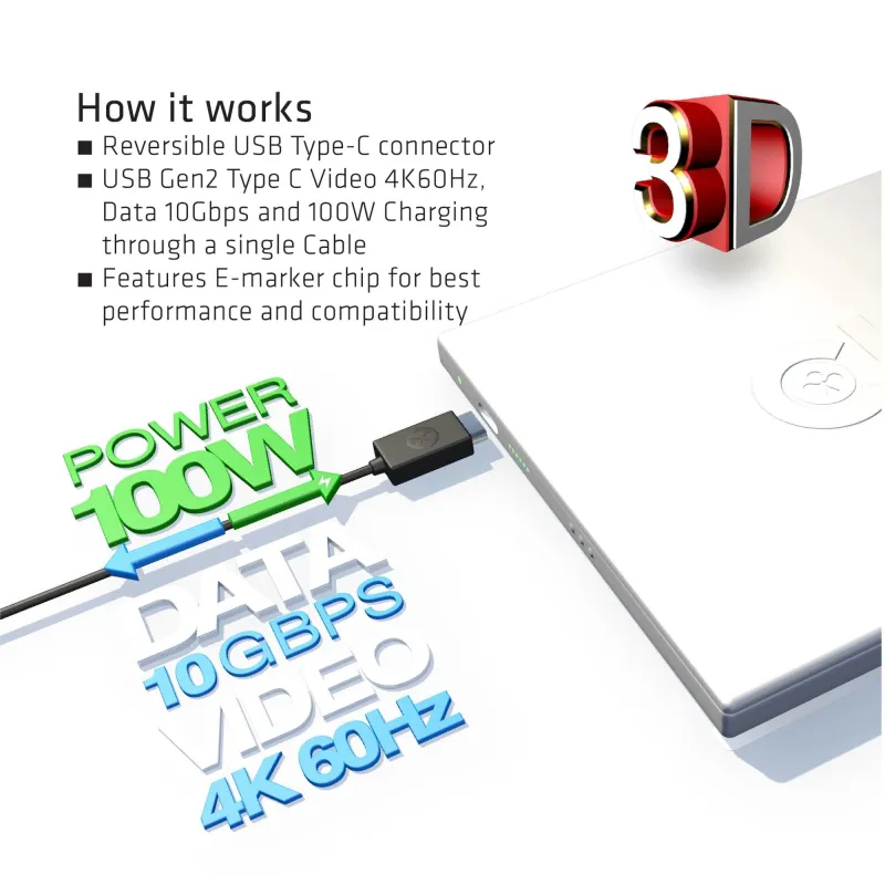 Cable usb-c to usb-c 1m-m-m cac-1522 club3d