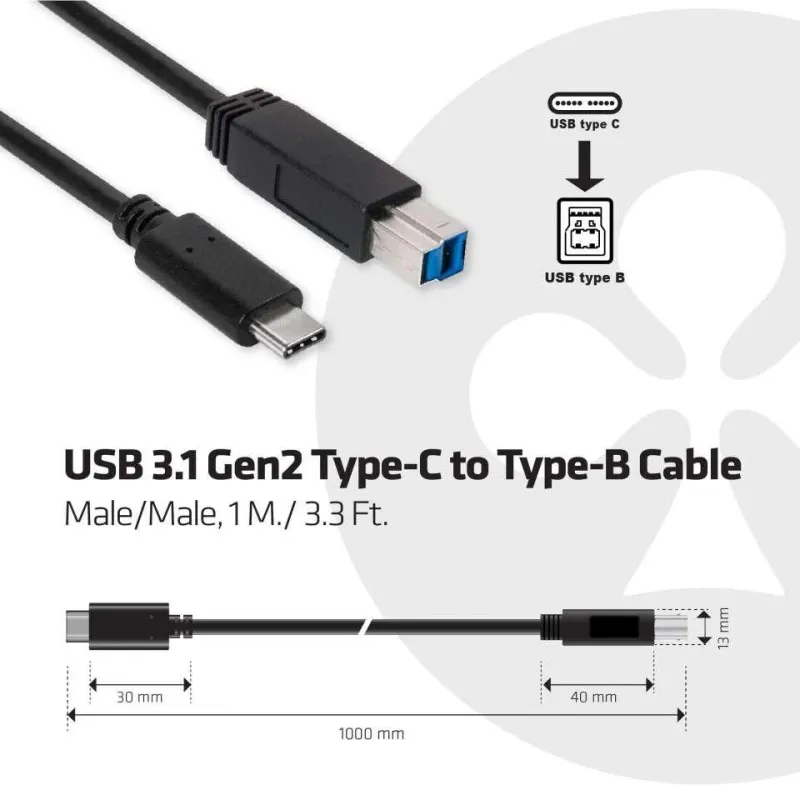 Cable usb-c to usb3.1 1m-m-m cac-1524 club3d