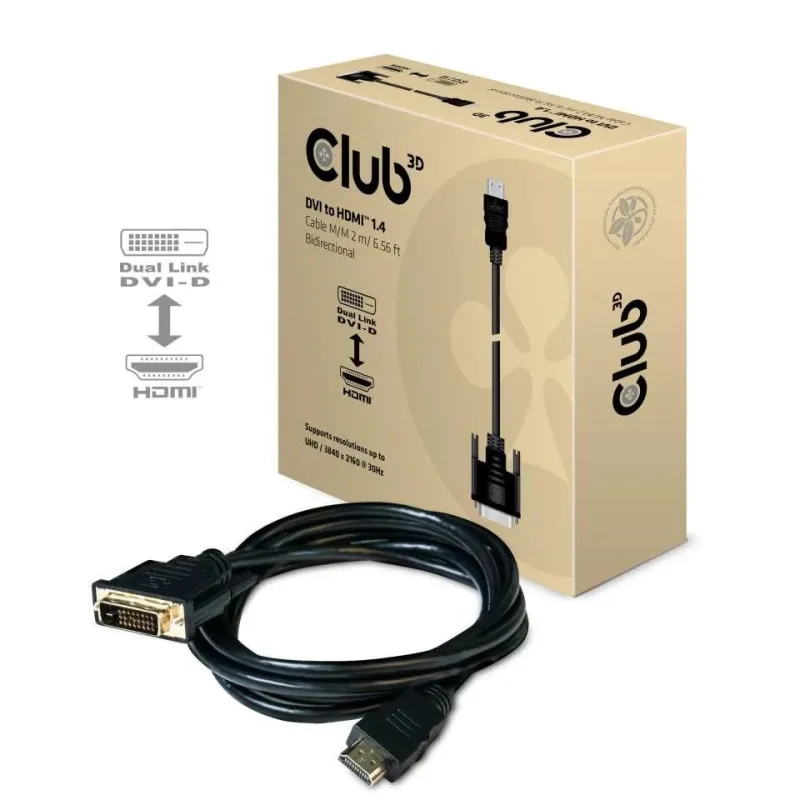 Cable dvi-d to hdmi 2m-m-m cac-1210 club3d