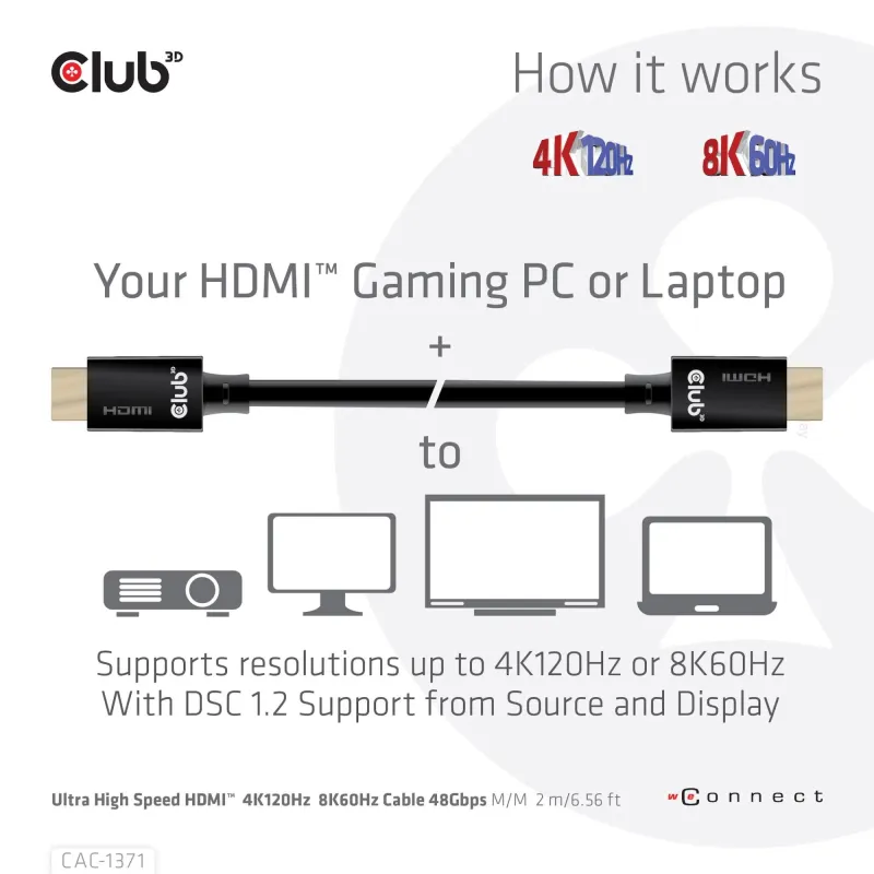 Cable hdmi to hdmi 1m-m-m cac-1371 club3d