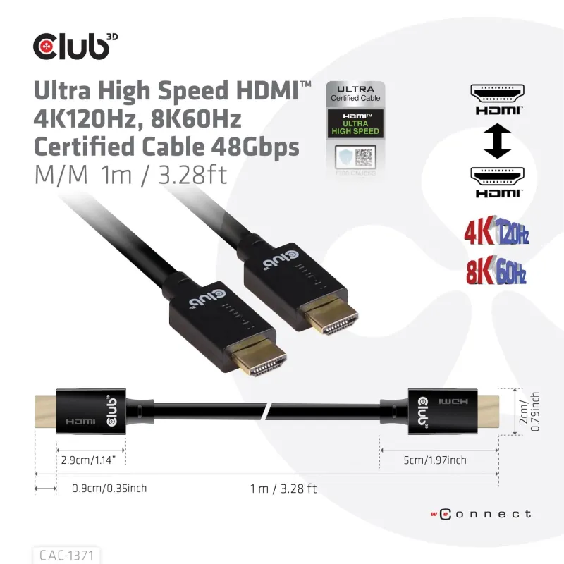Cable hdmi to hdmi 1m-m-m cac-1371 club3d