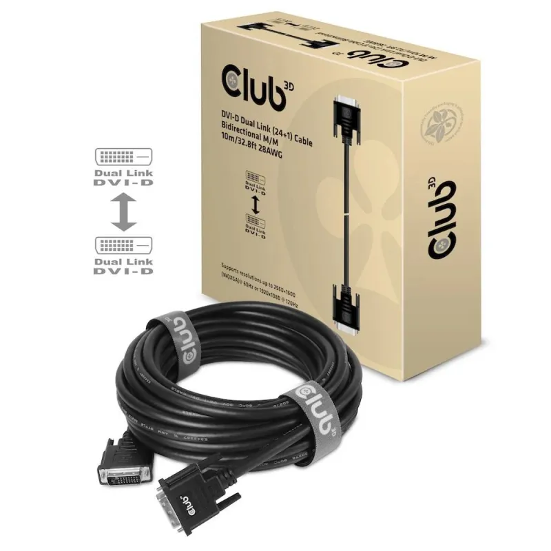 Cable dvi-d to dvi-d 10m-m-m cac-1220 club3d