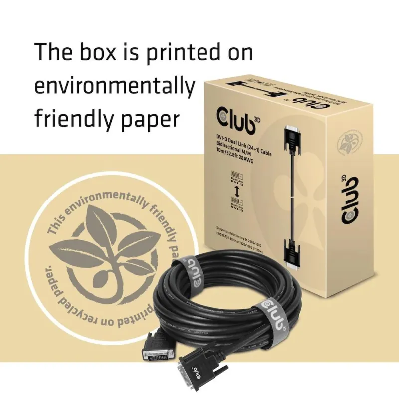 Cable dvi-d to dvi-d 10m-m-m cac-1220 club3d