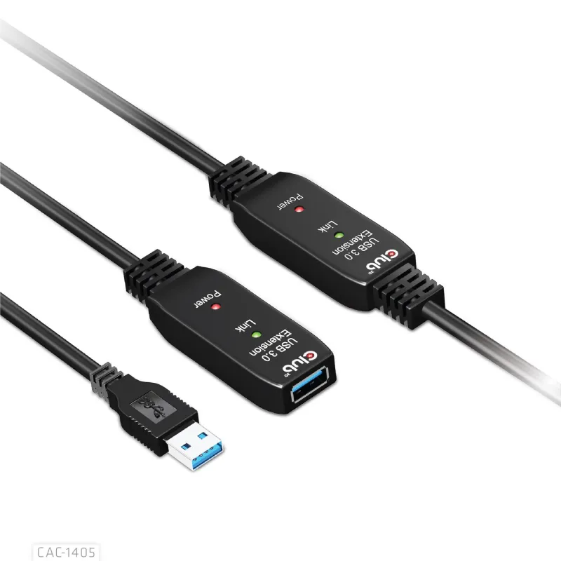 Cable usb3.2 repeater 10m-m-f cac-1405 club3d