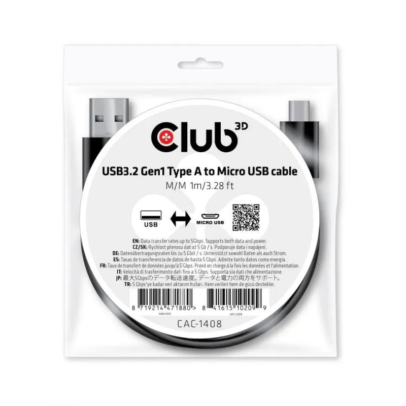 Cable usb to micro usb 1m-m-m cac-1408 club3d