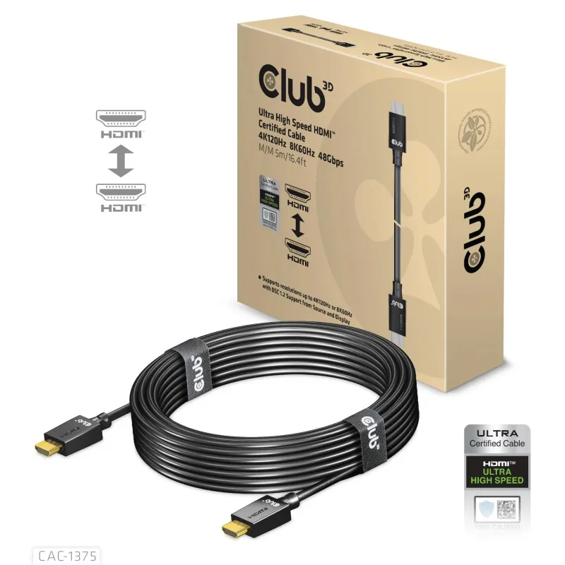 Cable hdmi to hdmi 5m-m-m cac-1375 club3d