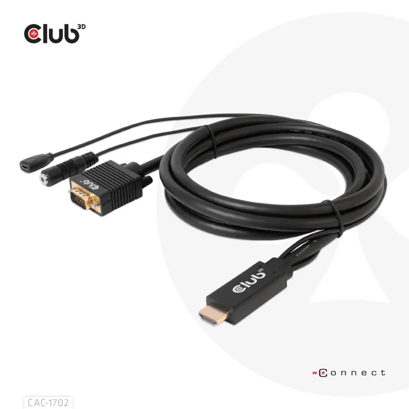 Cable hdmi to vga 2m-m-m cac-1712 club3d