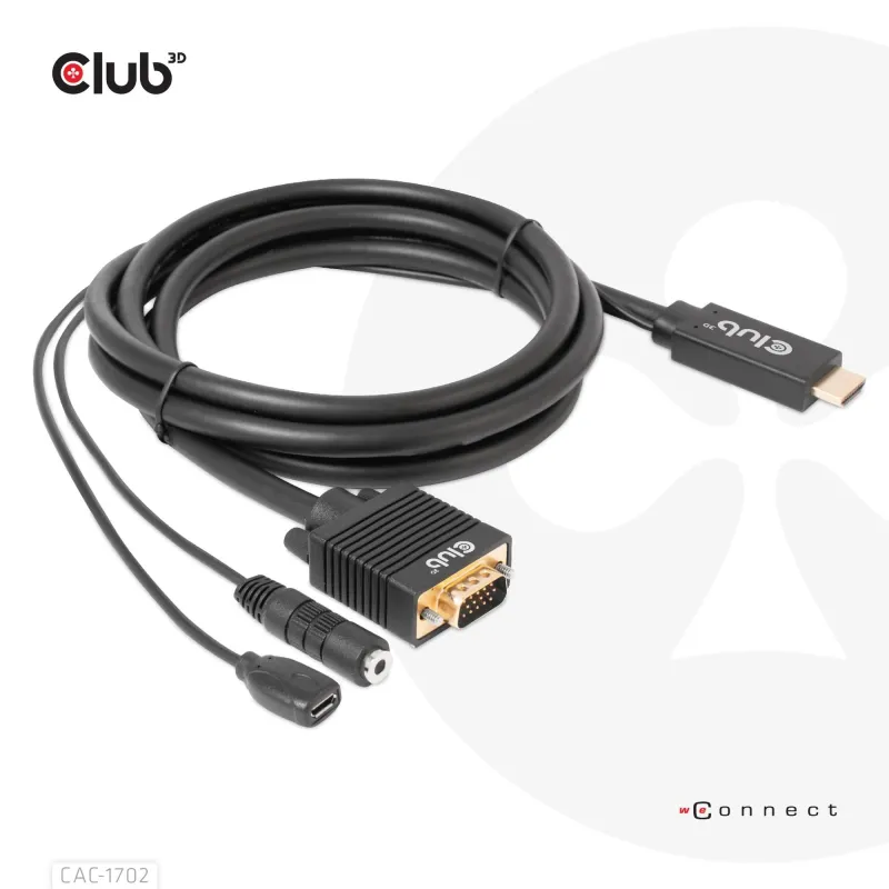 Cable hdmi to vga 2m-m-m cac-1712 club3d