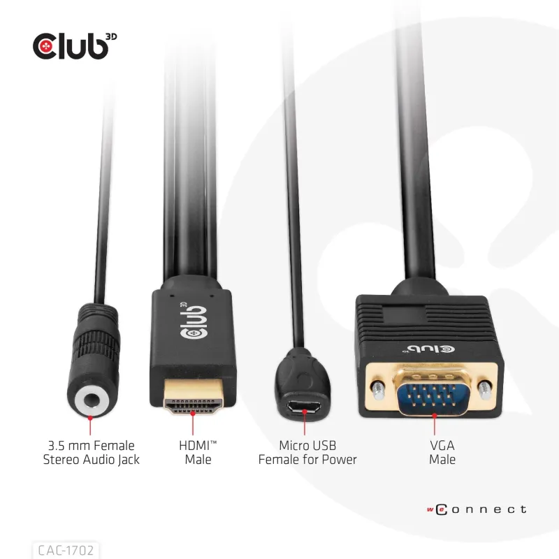 Cable hdmi to vga 2m-m-m cac-1712 club3d