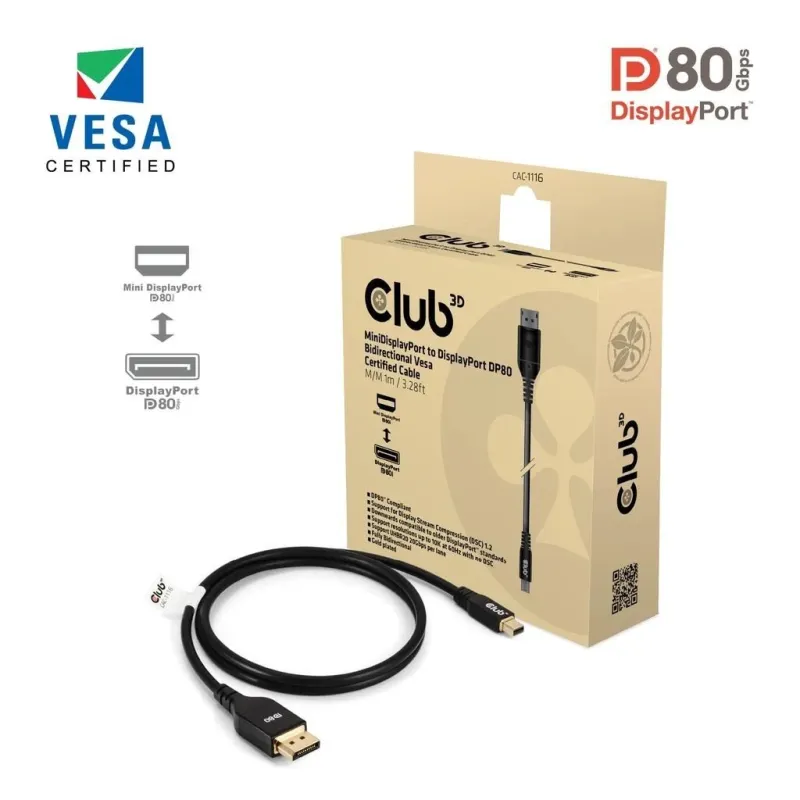 Cable mini dp to dp 1m-m-m cac-1116 club3d