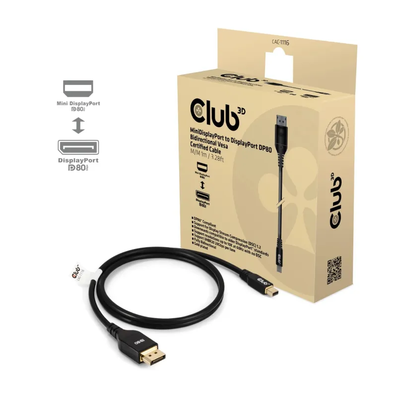 Cable mini dp to dp 1m-m-m cac-1116 club3d