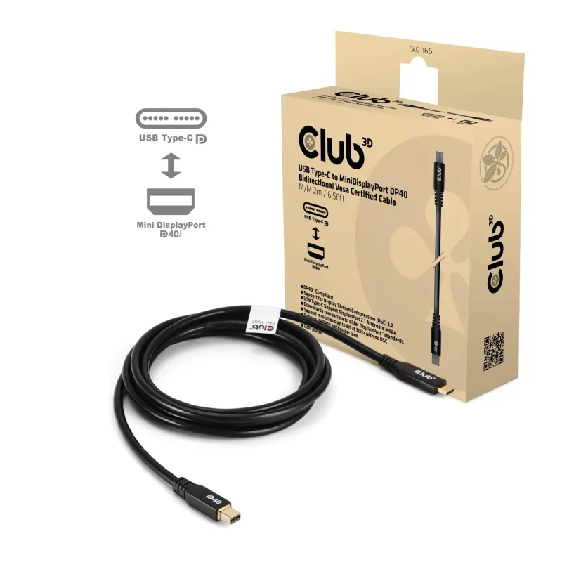Cable usb-c to mini dp 1.2m-m-m cac-1561 club3d