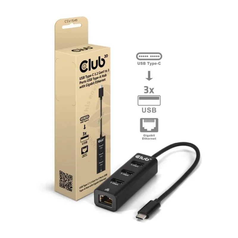 I-o hub usb-c 3port-csv-1549 club3d