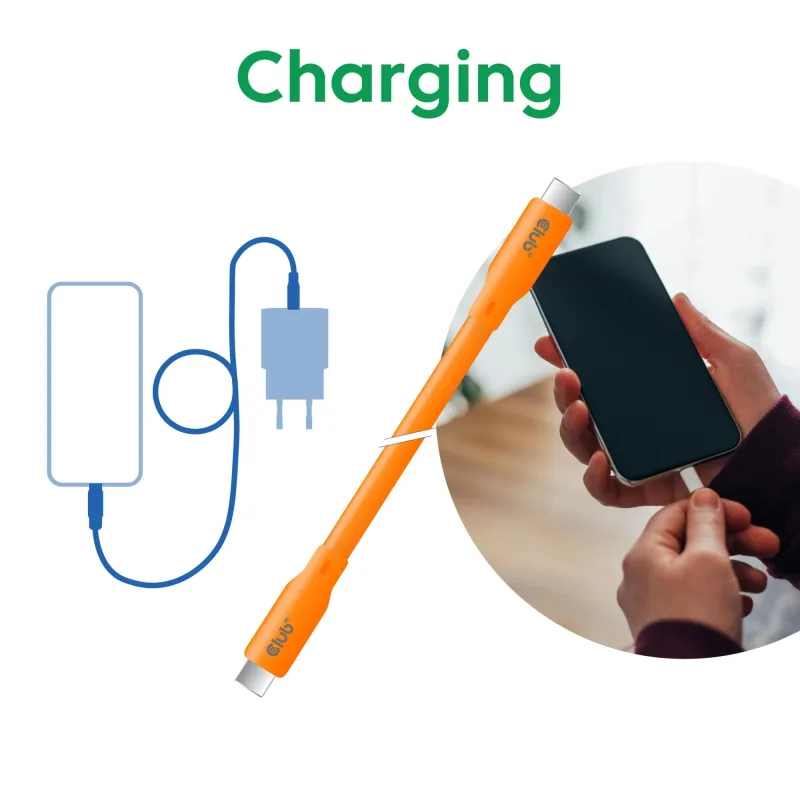 Cable usb-c to usb-c 2m-m-m orange cac-3000 club3d