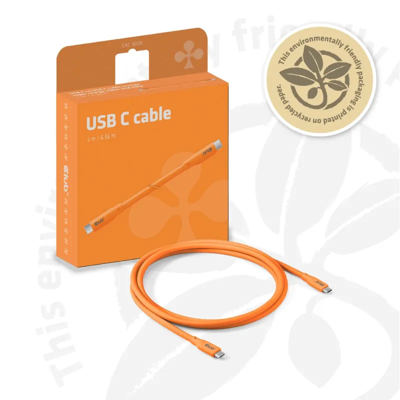Cable usb-c to usb-c 2m-m-m orange cac-3000 club3d