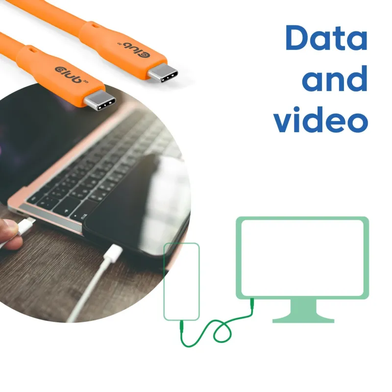 Cable usb-c to usb-c 2m-m-m orange cac-3000 club3d
