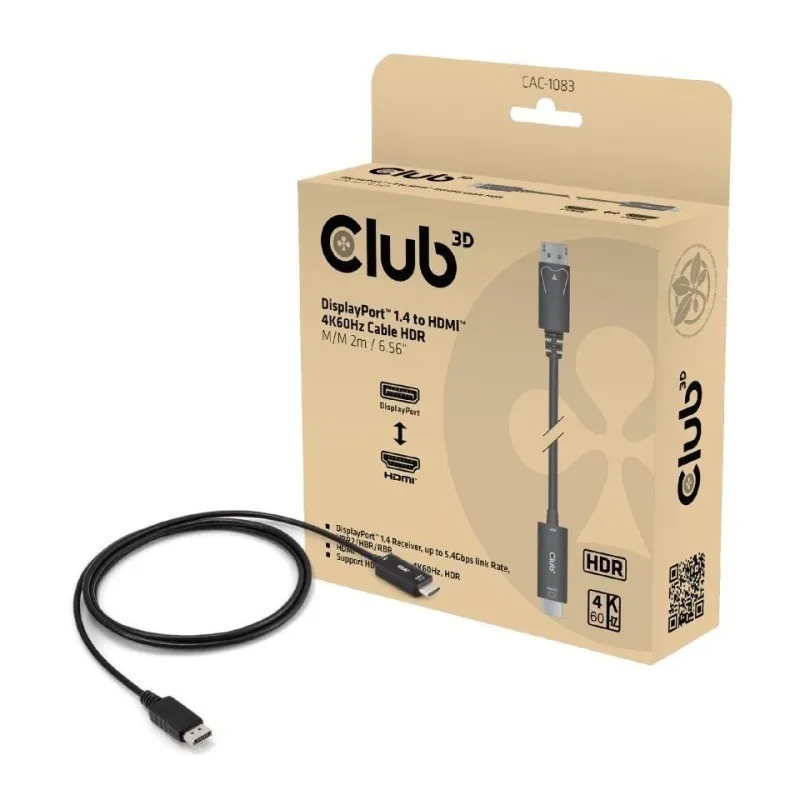 Cable dp to hdmi 2m-cac-1083 club3d