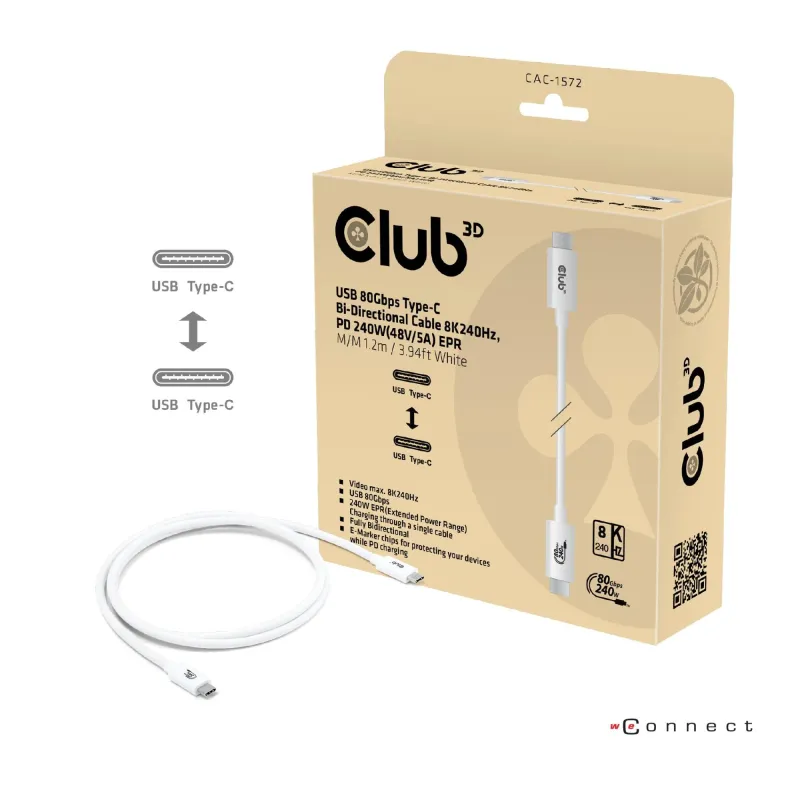 Cable usb-c to usb-c 1.2m-white cac-1572 club3d