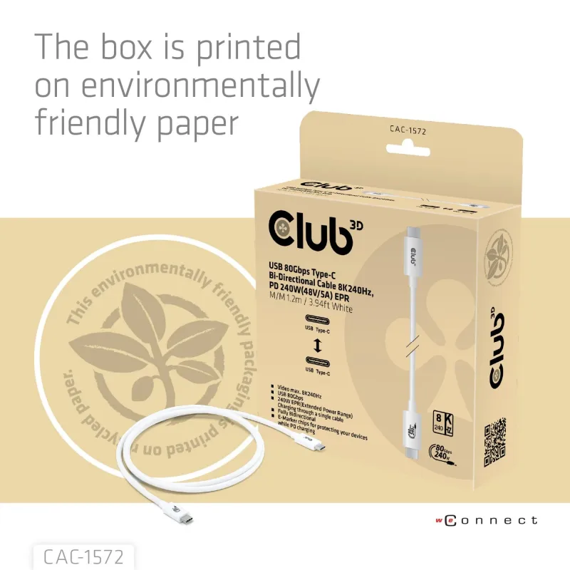 Cable usb-c to usb-c 1.2m-white cac-1572 club3d