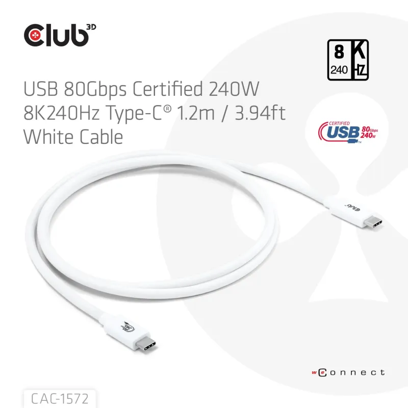 Cable usb-c to usb-c 1.2m-white cac-1572 club3d