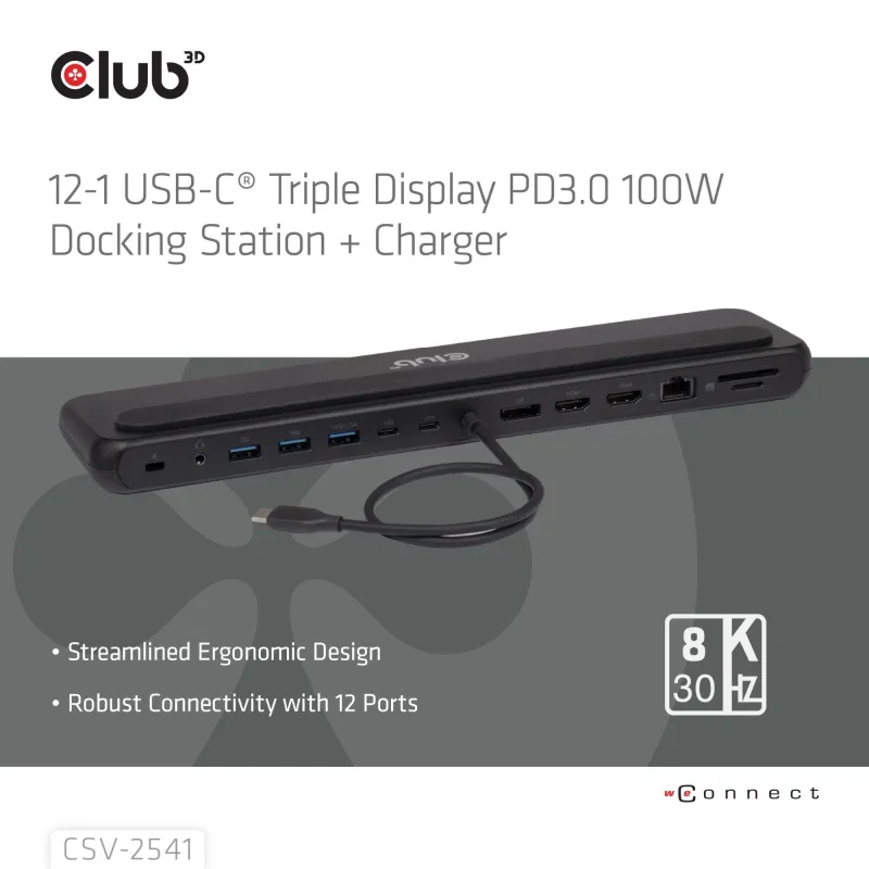 Nb acc docking station 12in1-usb-c 100w csv-2541 club3d
