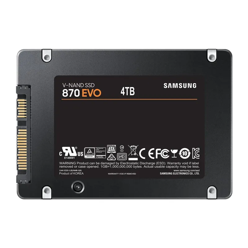 SSD-SAMSUNG-870 EVO-4TB-SATA-SATA 3.0-MLC-Write speed 530 MBytes-sec-Read speed 560 MBytes-sec-2,5-TBW 2400 TB-MTBF 1500000