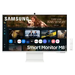 LCD Monitor-SAMSUNG-LS32FM801UUXDU-32-Smart-4K-Panel VA-3840x2160-16:9-60 Hz-4 ms-Colour White-LS32FM801UUXDU