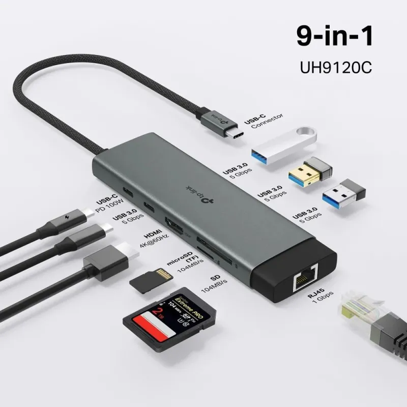 I-o hub usb-c 9port-uh9120c tp-link