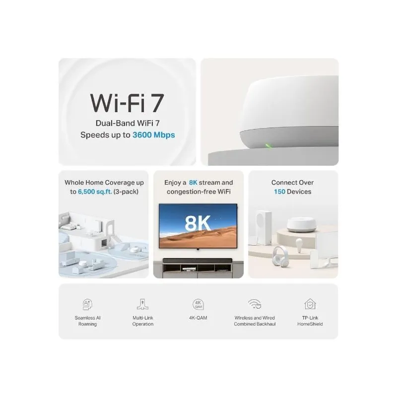 Wireless Router-TP-LINK-Wireless Router-3600 Mbps-Mesh-DECOBE22,1-PACK,