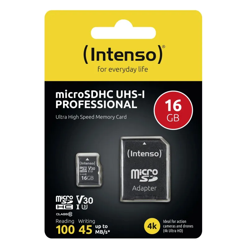 Memory micro sdhc 16gb c10-w-adapter 3433470 intenso