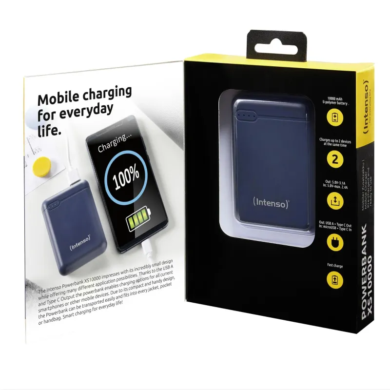 Power bank usb 10000mah-dark blue xs10000 intenso