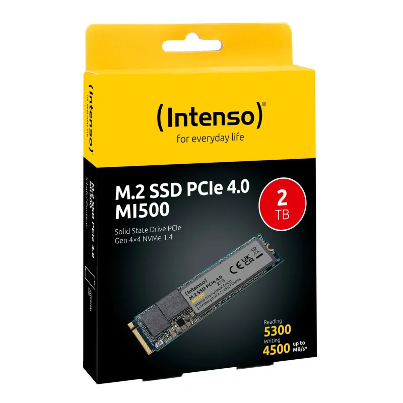 SSD-INTENSO-MI500-2TB-M.2-NVMe-3D NAND-Write speed 4500 MBytes-sec-Read speed 5300 MBytes-sec-4mm-TBW 1200 TB-MTBF 1500000