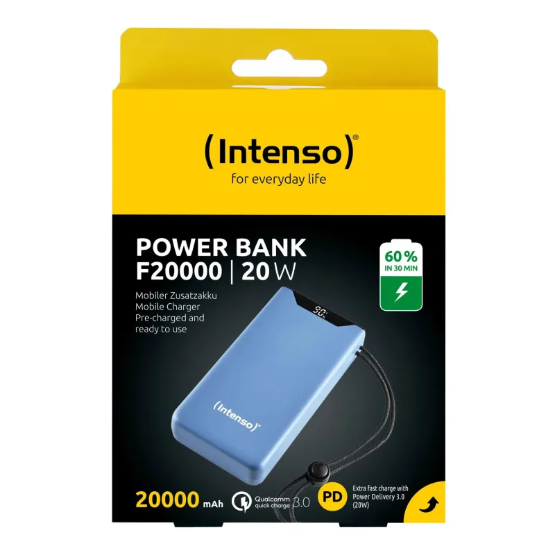 Power bank usb 20000mah qc3.0-blue f20000 7332055 intenso