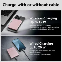 Power bank usb 5000mah mag-rose 7344023 intenso