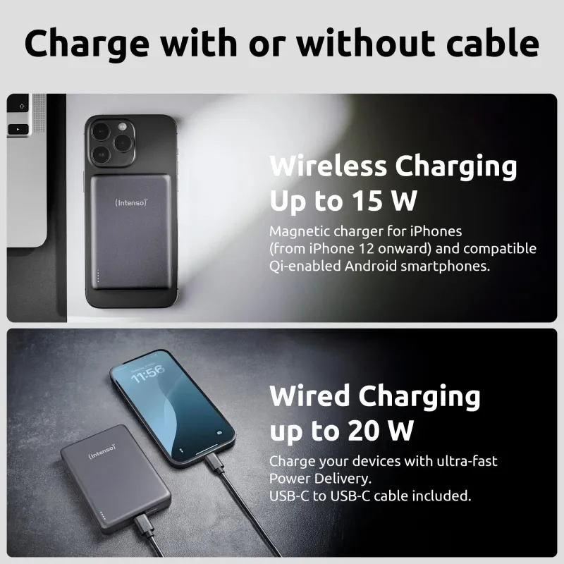 Power bank usb 10000mah mag-grey 7344034 intenso