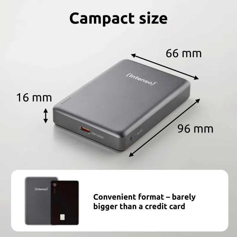 Power bank usb 10000mah mag-grey 7344034 intenso