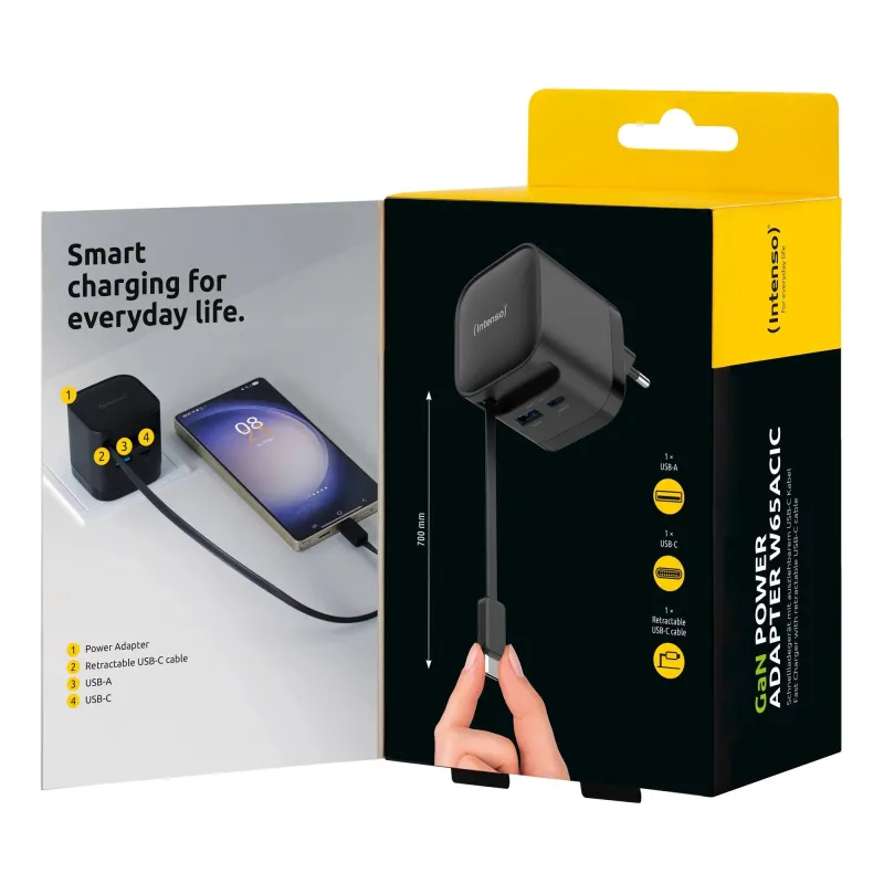 Power adapter 1xusb-a-1xusb-c-black 7806520 intenso