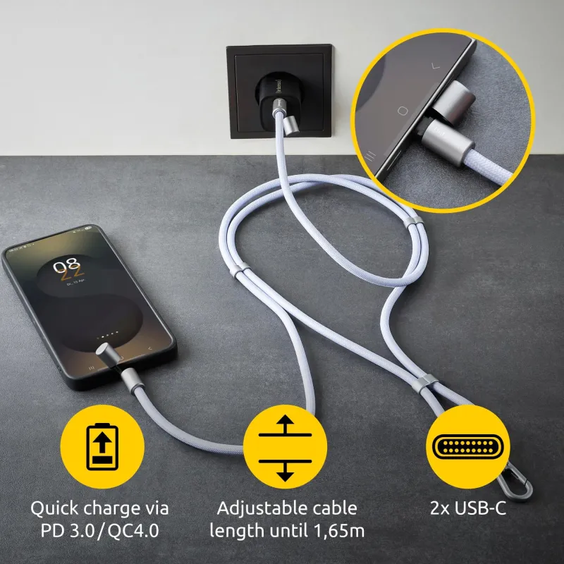 Cable usb-c to usb-c 1.65m-lanyard purple 7991003 intenso