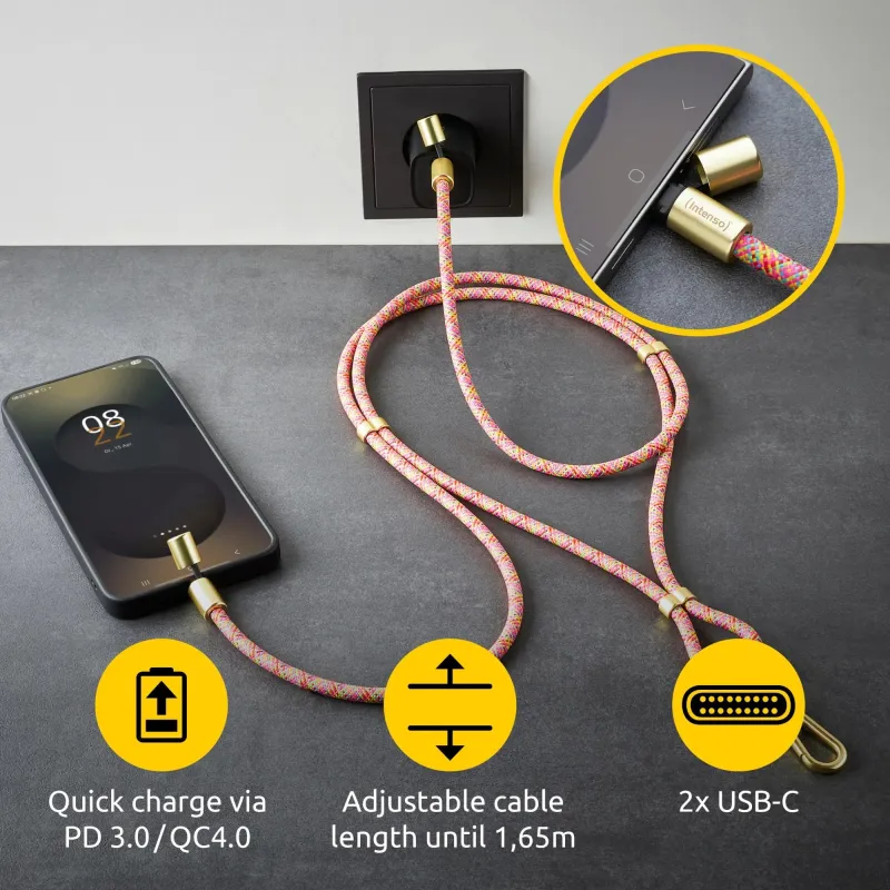 Cable usb-c to usb-c 1.65m-lanyard n. mix 7991005 intenso