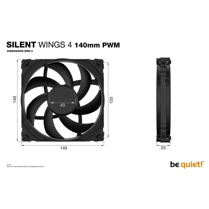Case fan 140mm silent wings 4-bl096 be quiet