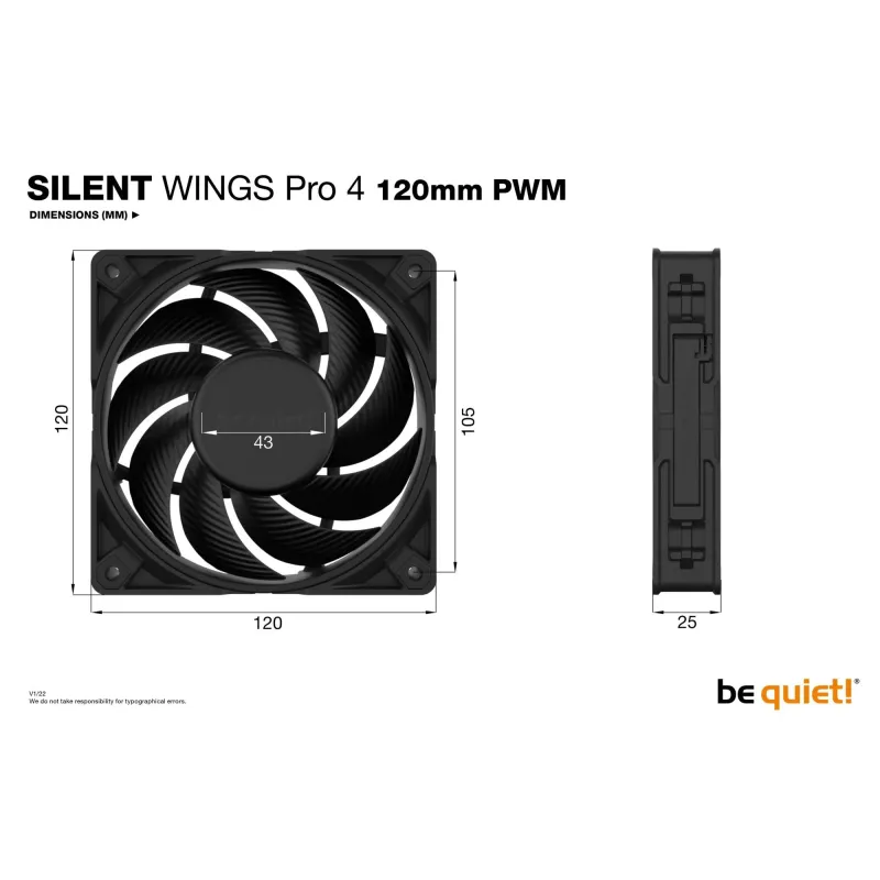 Case fan 120mm silent wings-pro 4 bl098 be quiet
